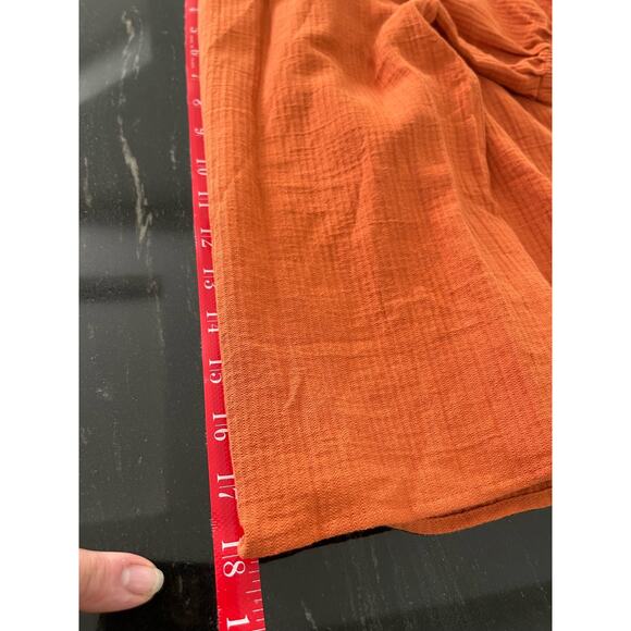 Loft‎ shirt women’s/juniors XSP rust color puff sleeves round stretch neckline - Picture 8 of 8